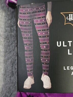 Ultra Plush Purple And Black Halloween Themed Leggings